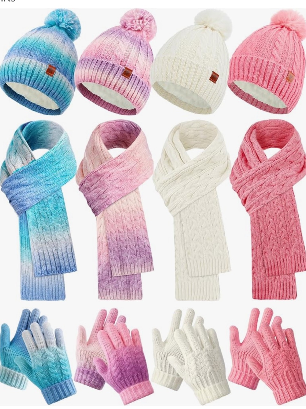 Kids Winter Hats Scarfs & Gloves Set #K4
